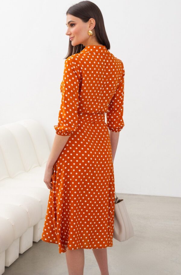 Сукня-сорочка у великий горох теракотова | 89301