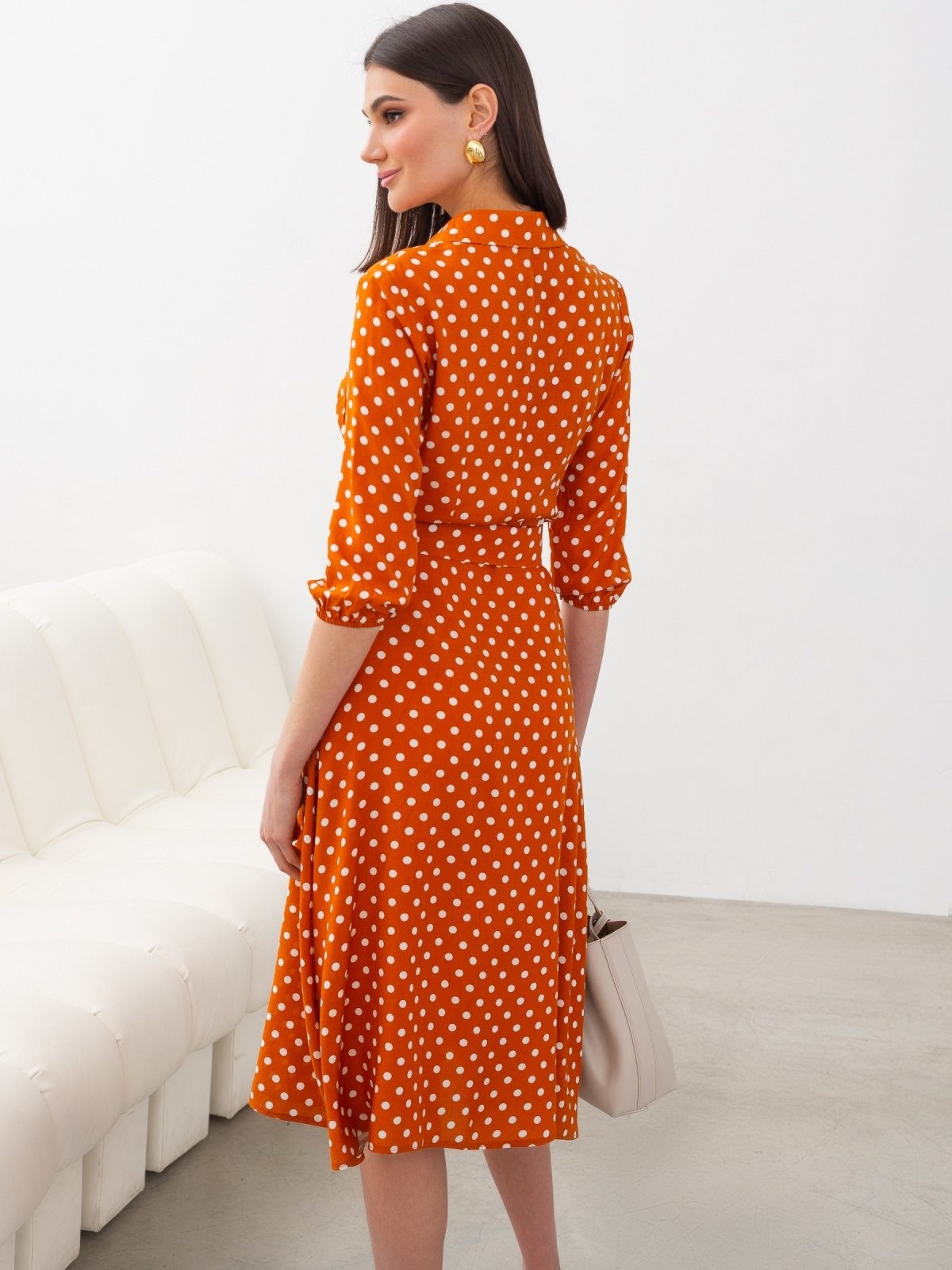 Сукня-сорочка у великий горох теракотова | 89301 Сукня-сорочка у великий горох теракотова | 89301