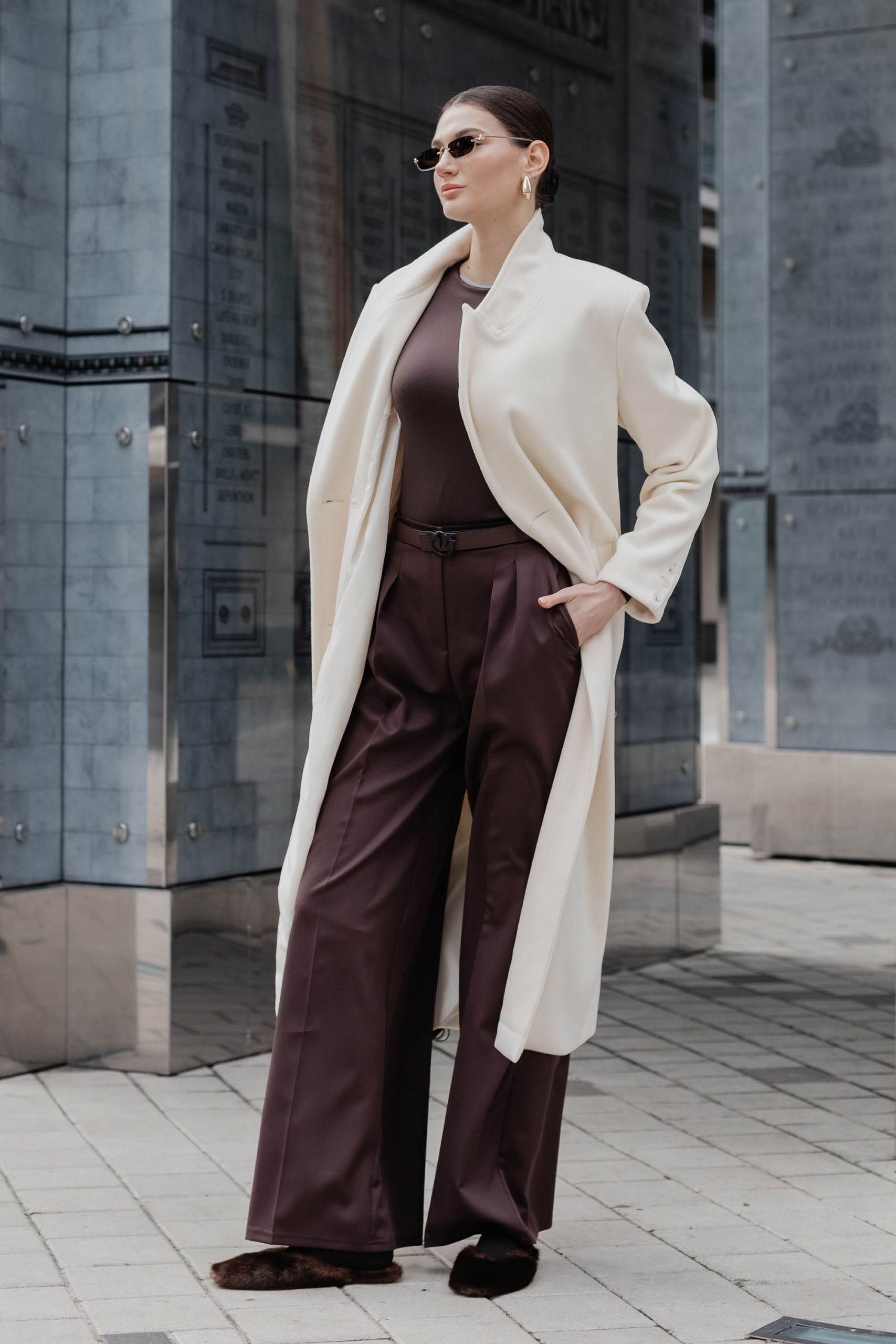 Стильні штани в стилі палаццо шоколадні | 89021