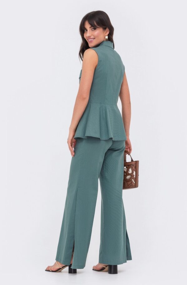 Літній лляний костюм-двійка бірюзовий | 89137