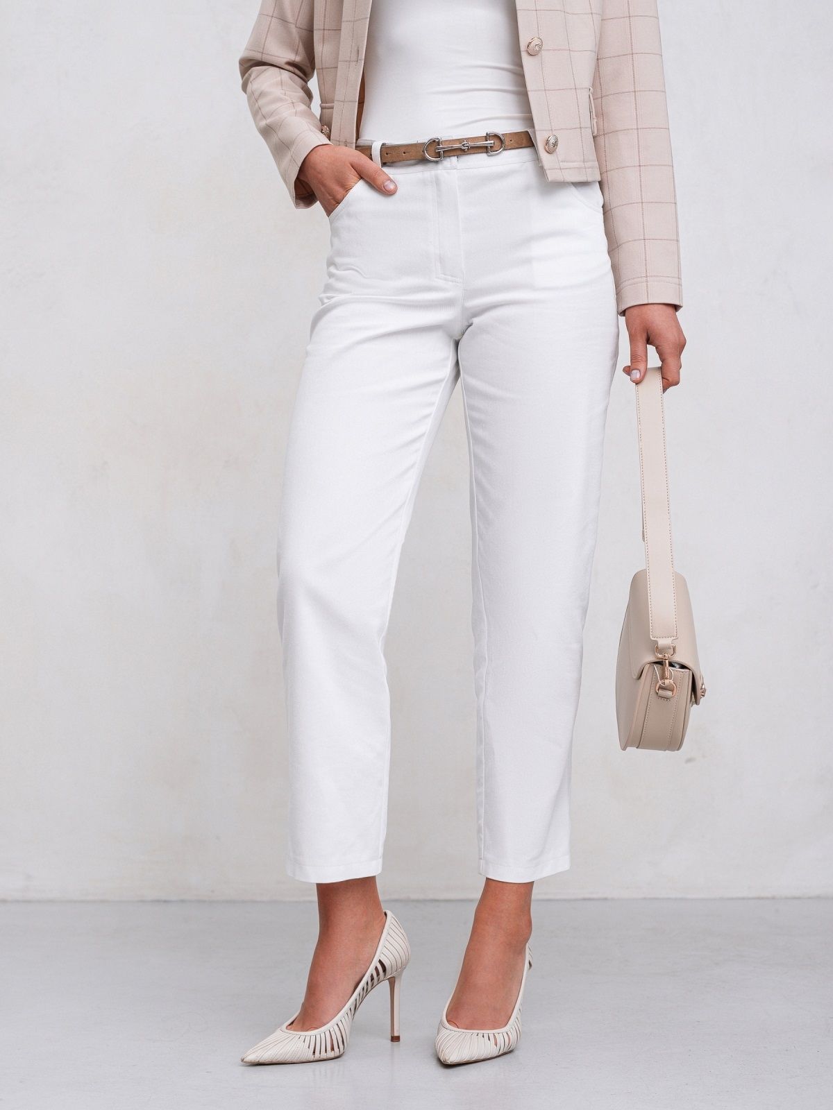 Літні джинсові штани білі довжини 7/8 | 89768