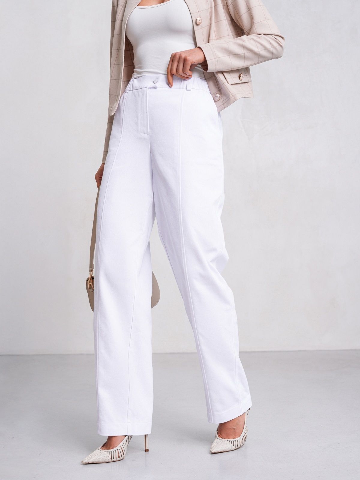 Джинсові штани прямого крою білі | 89778