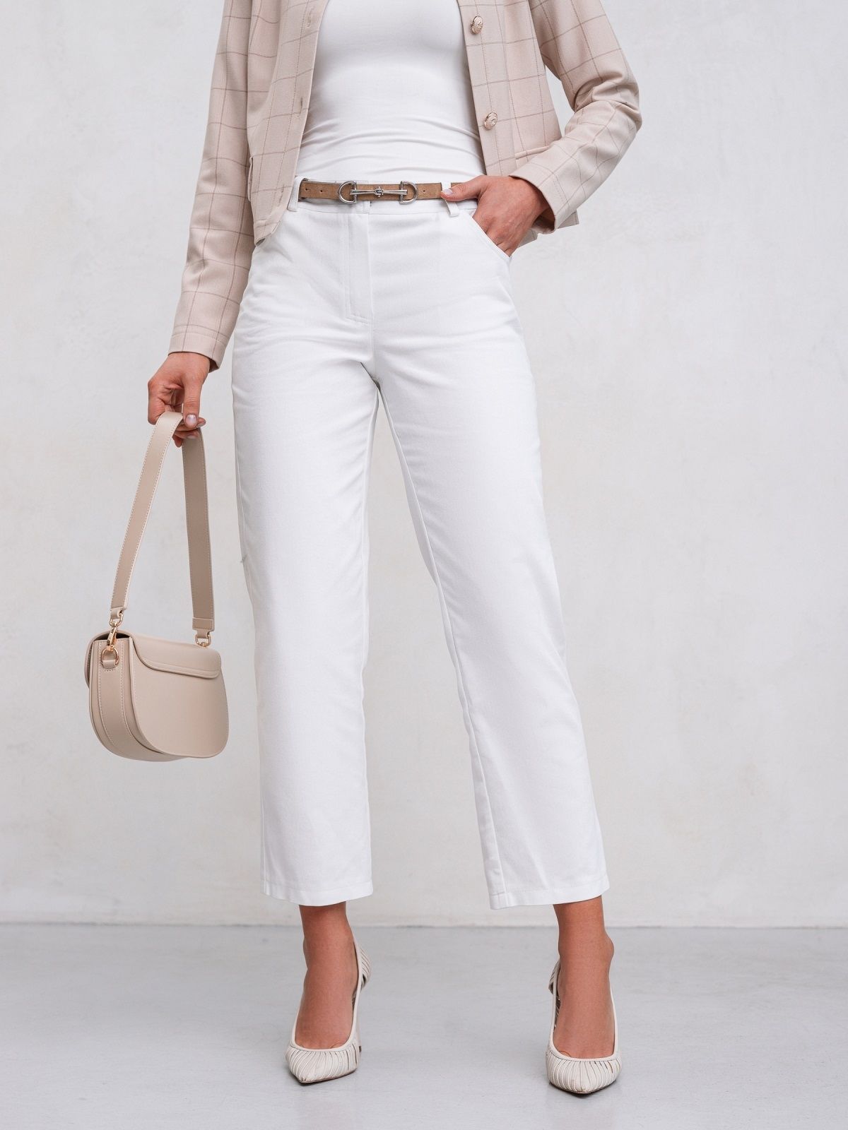 Літні джинсові штани білі довжини 7/8 | 89768