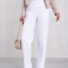 Джинсові штани прямого крою білі | 89778