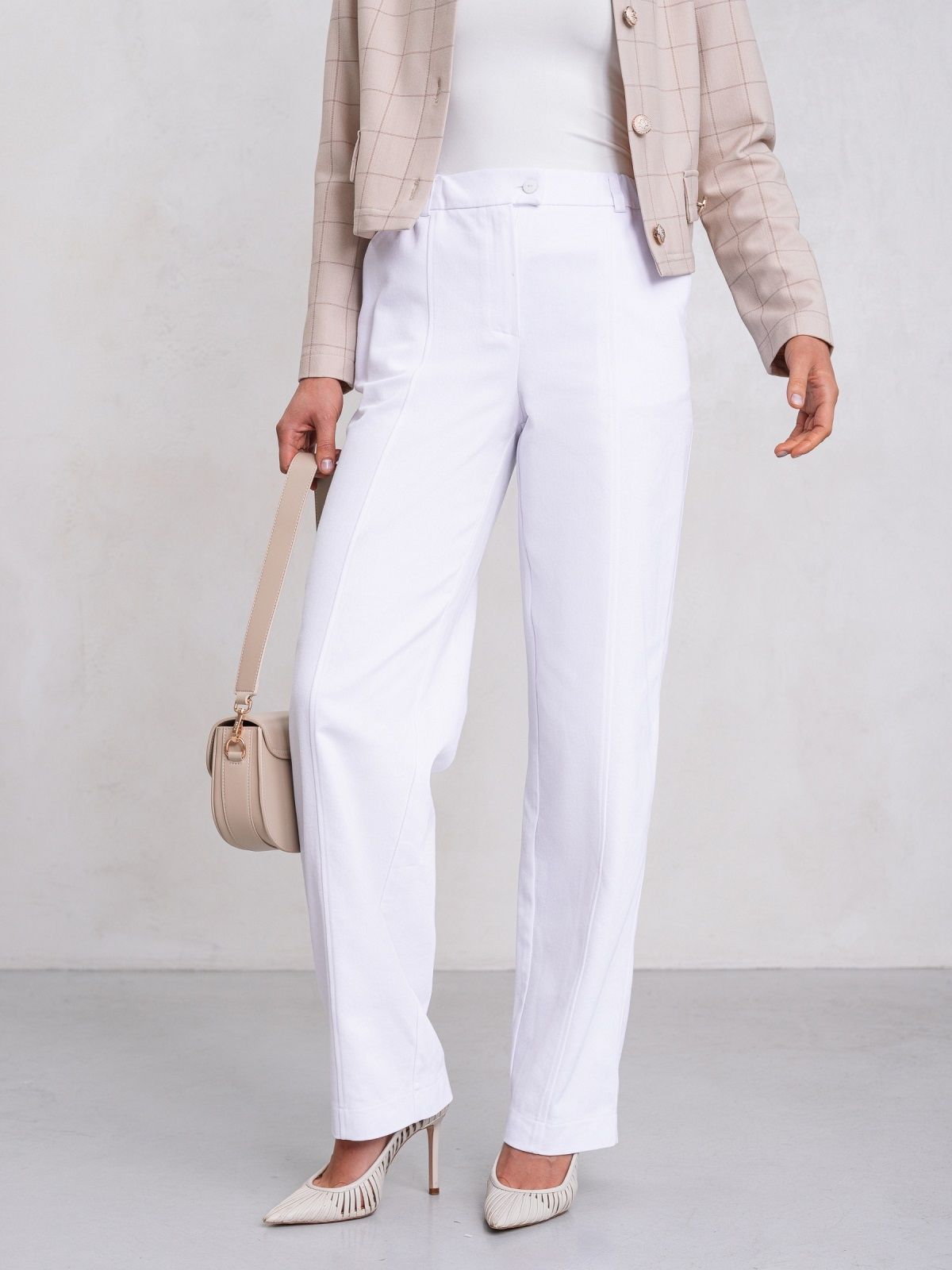 Джинсові штани прямого крою білі | 89778