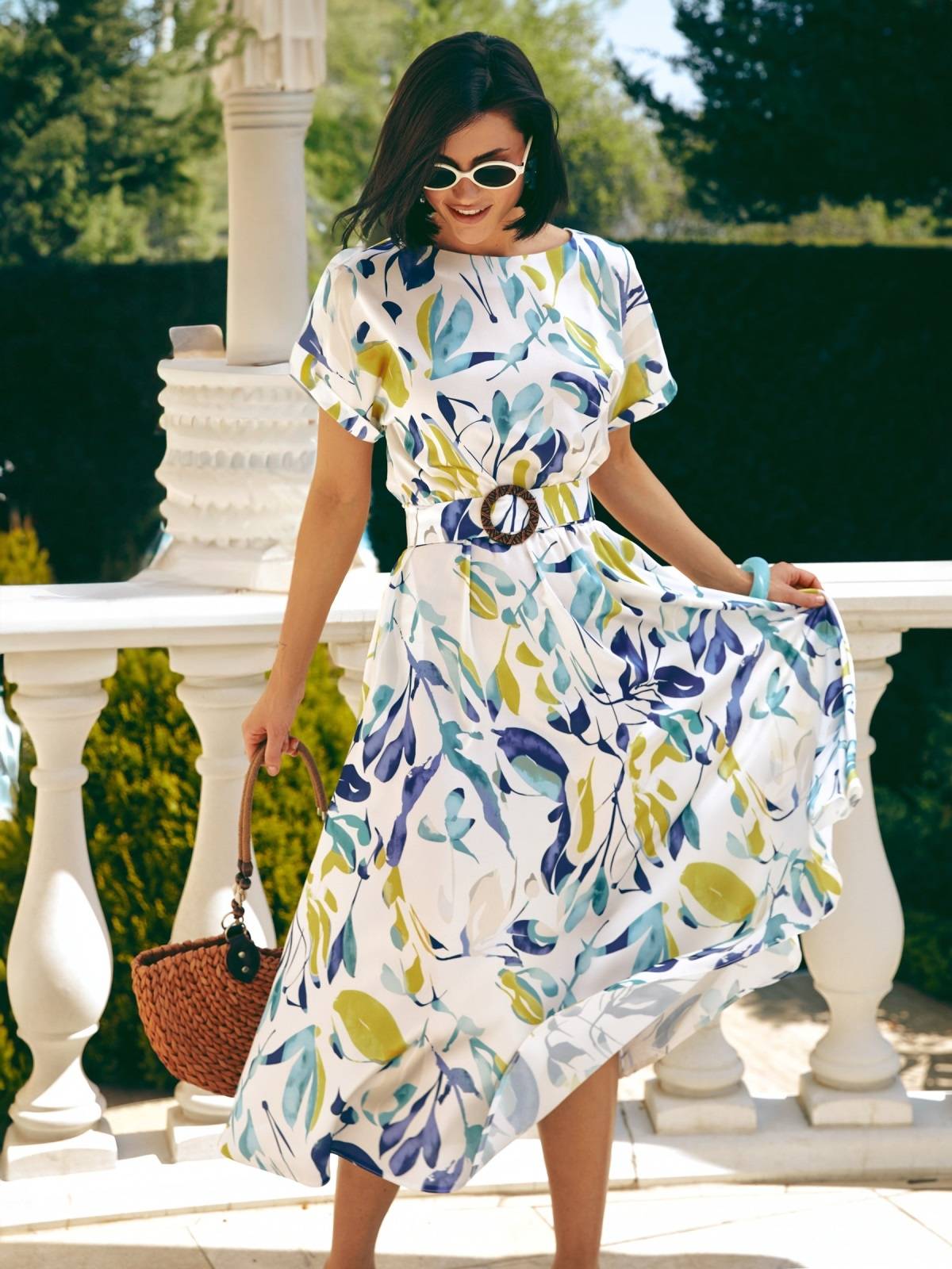 Літнє плаття кльош із сатину з принтом | 89615 Літнє плаття кльош із сатину з принтом | 89615