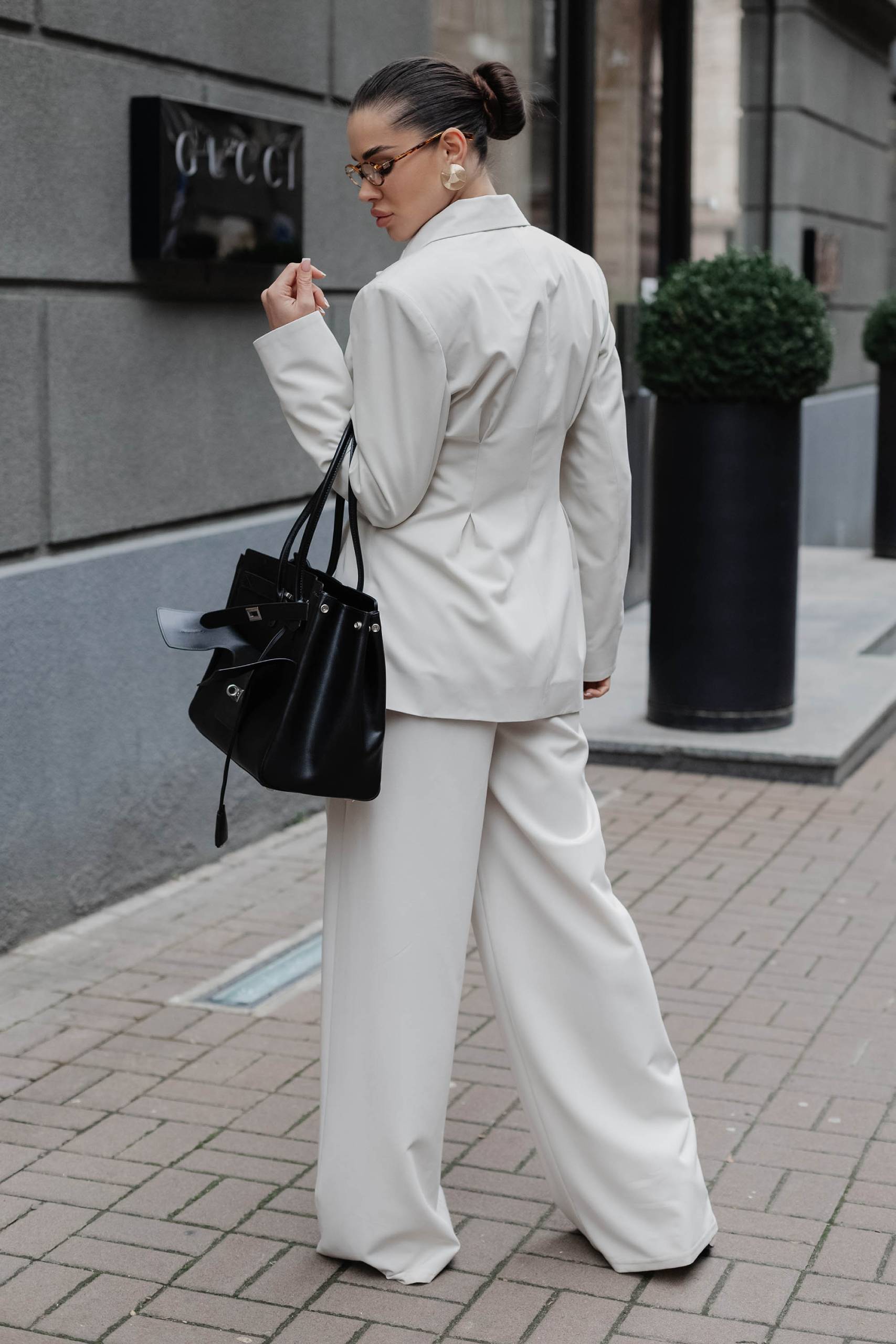 Штани-палаццо вільного прямого крою білі | 89798