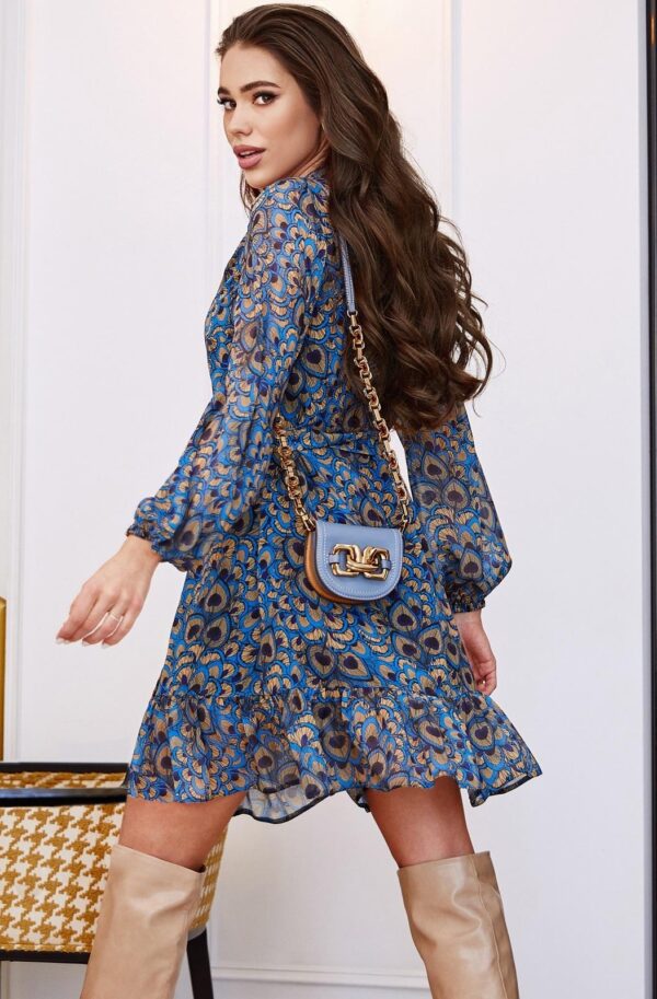 Шифонове плаття-трапеція в блакитний принт | 89597