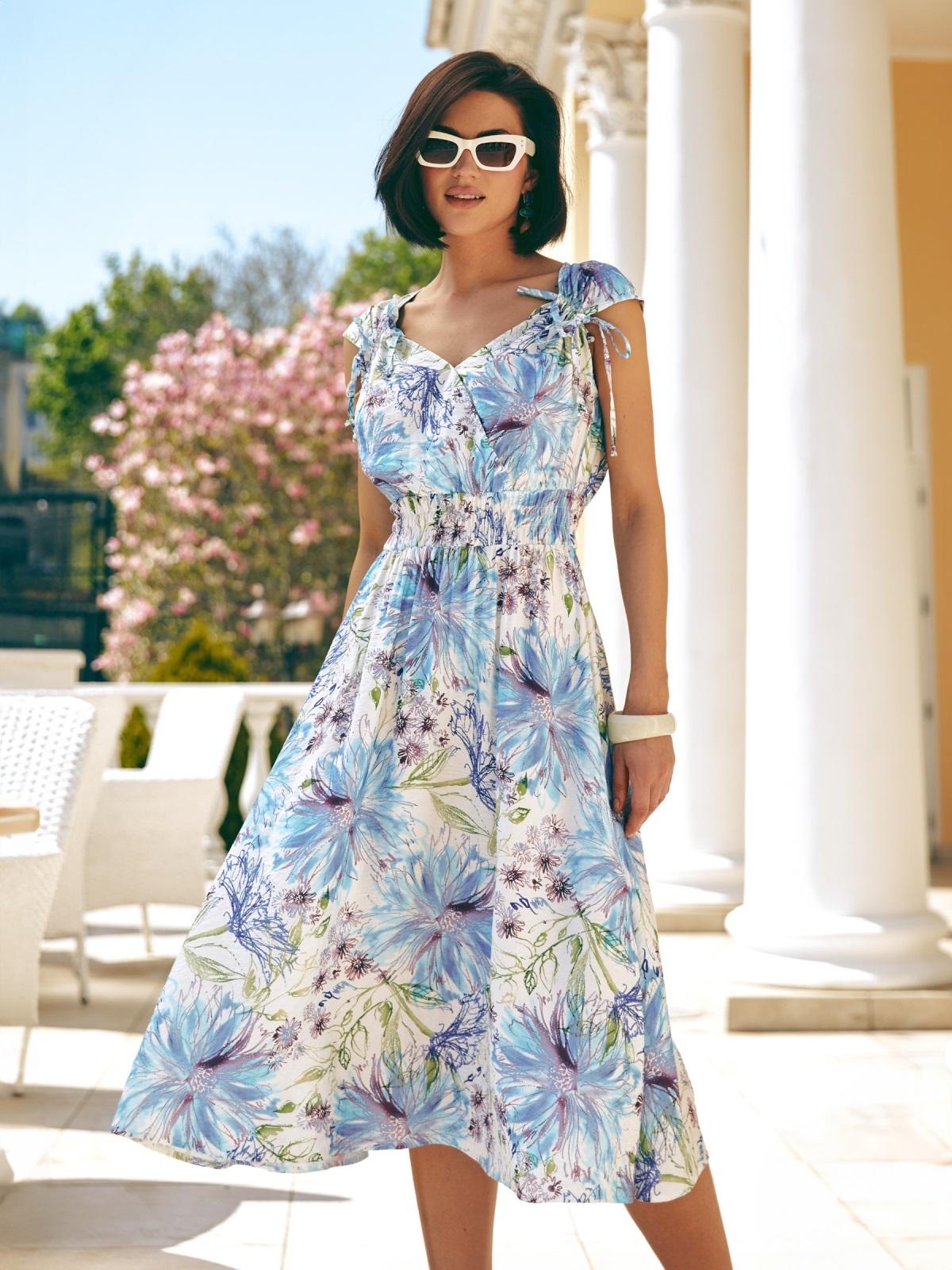 Літнє розкльошене плаття блакитне | 89710