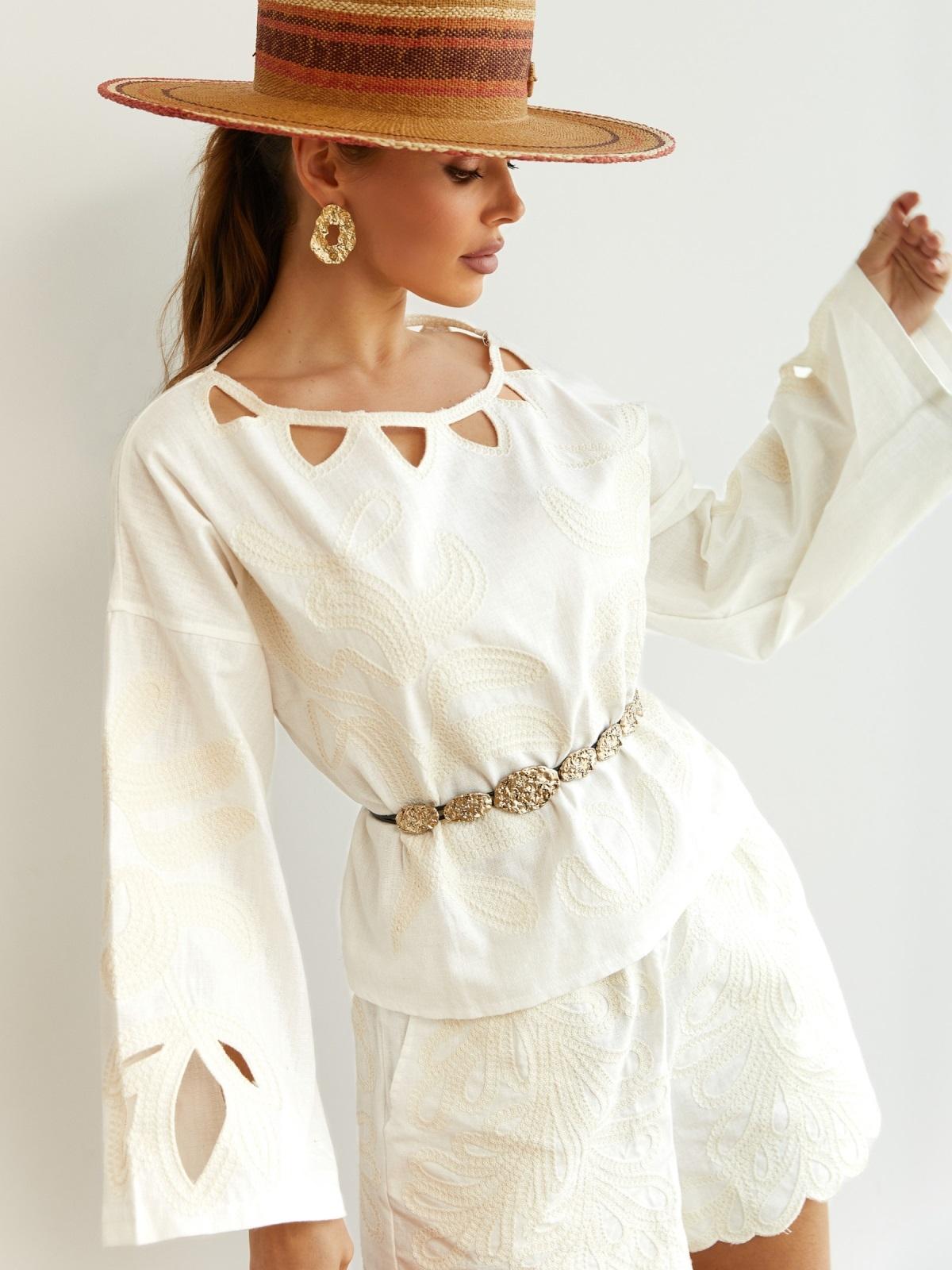 Бавовняний костюм з шортами молочний | 89809 Бавовняний костюм з шортами молочний | 89809