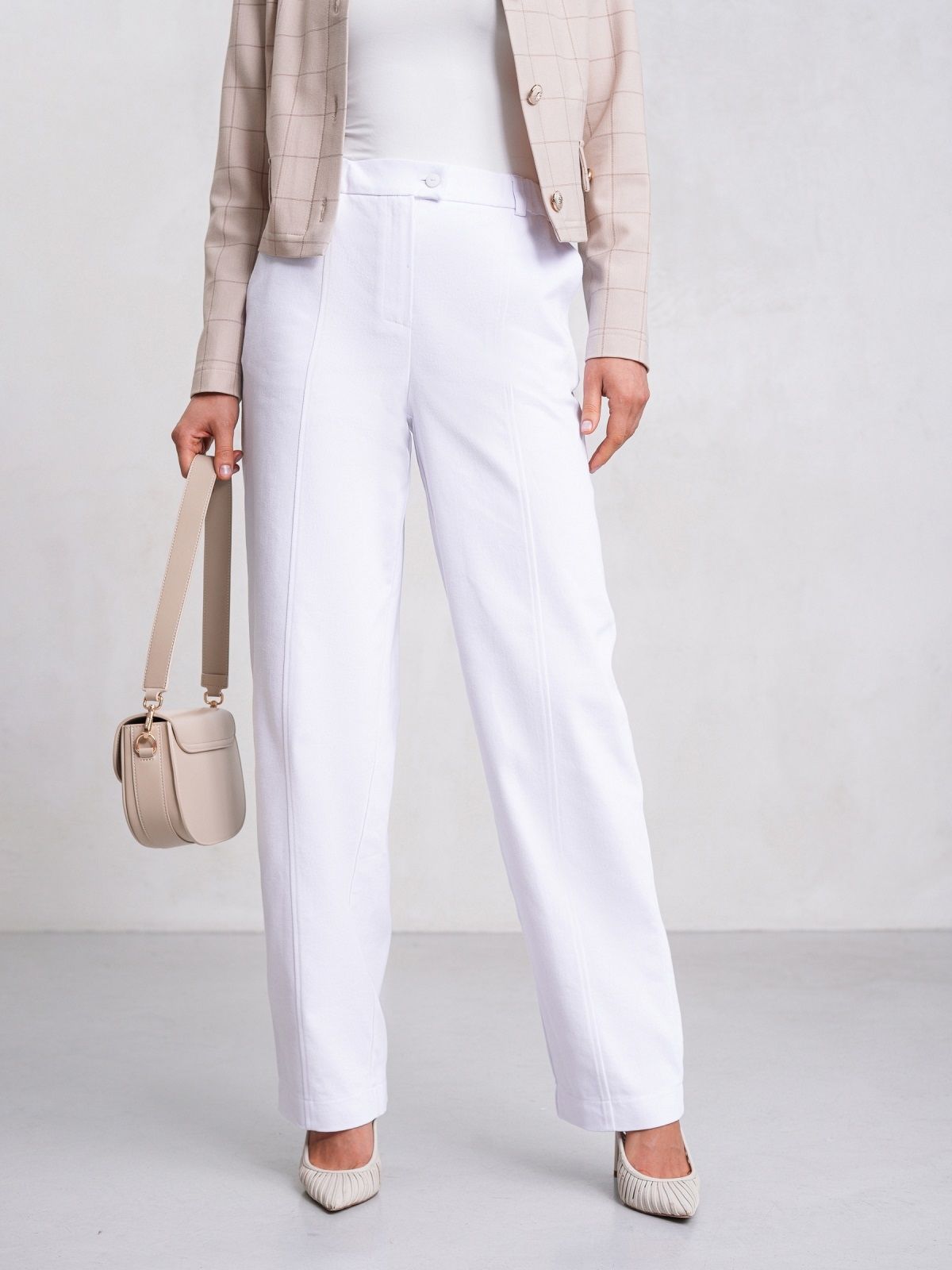 Джинсові штани прямого крою білі | 89778