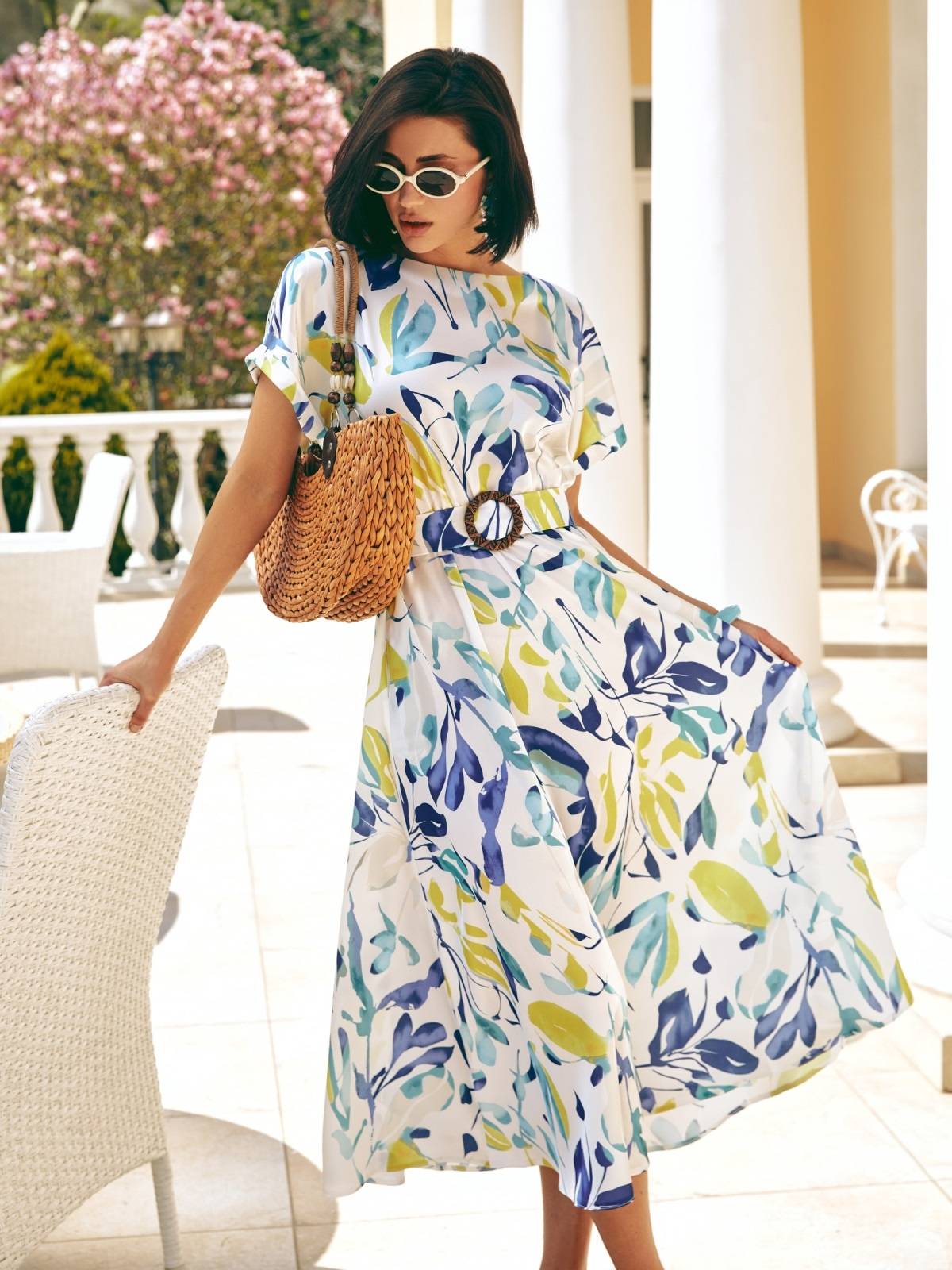 Літнє плаття кльош із сатину з принтом | 89615 Літнє плаття кльош із сатину з принтом | 89615