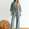 Літній лляний костюм-двійка м'ятний | 89530 Літній лляний костюм-двійка м'ятний | 89530