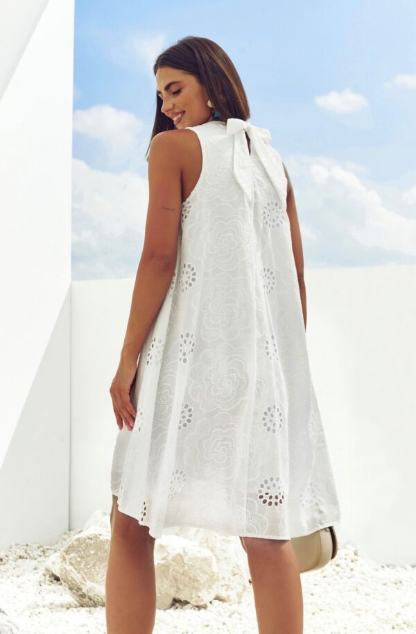 Літня сукня подовжена по спинці біла | 89758