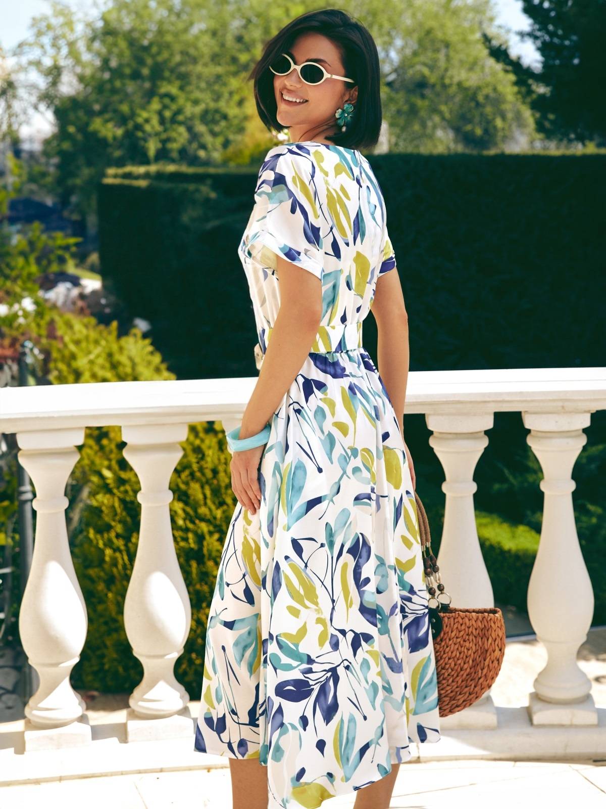 Літнє плаття кльош із сатину з принтом | 89615 Літнє плаття кльош із сатину з принтом | 89615