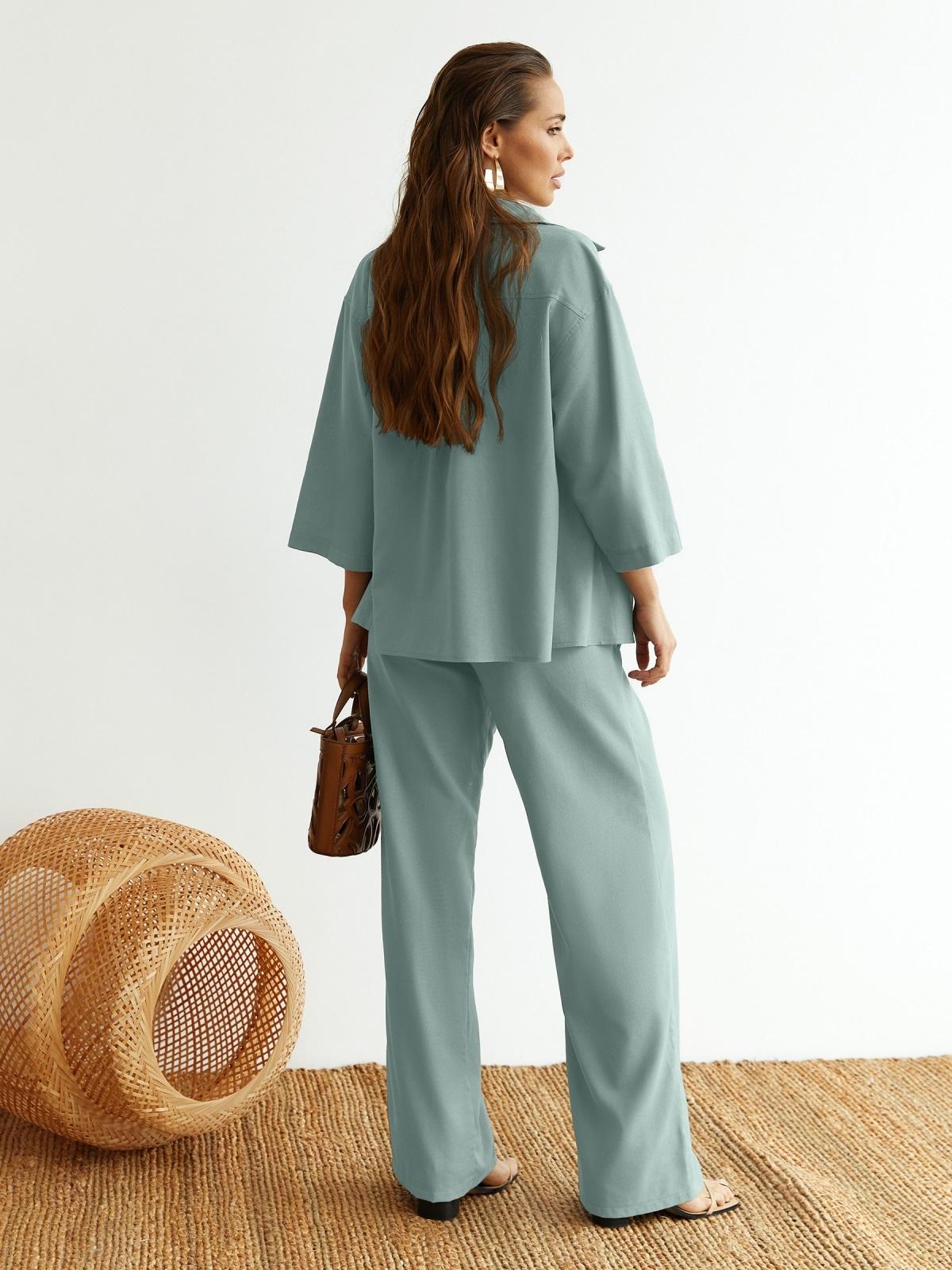 Літній лляний костюм-двійка м'ятний | 89530 Літній лляний костюм-двійка м'ятний | 89530