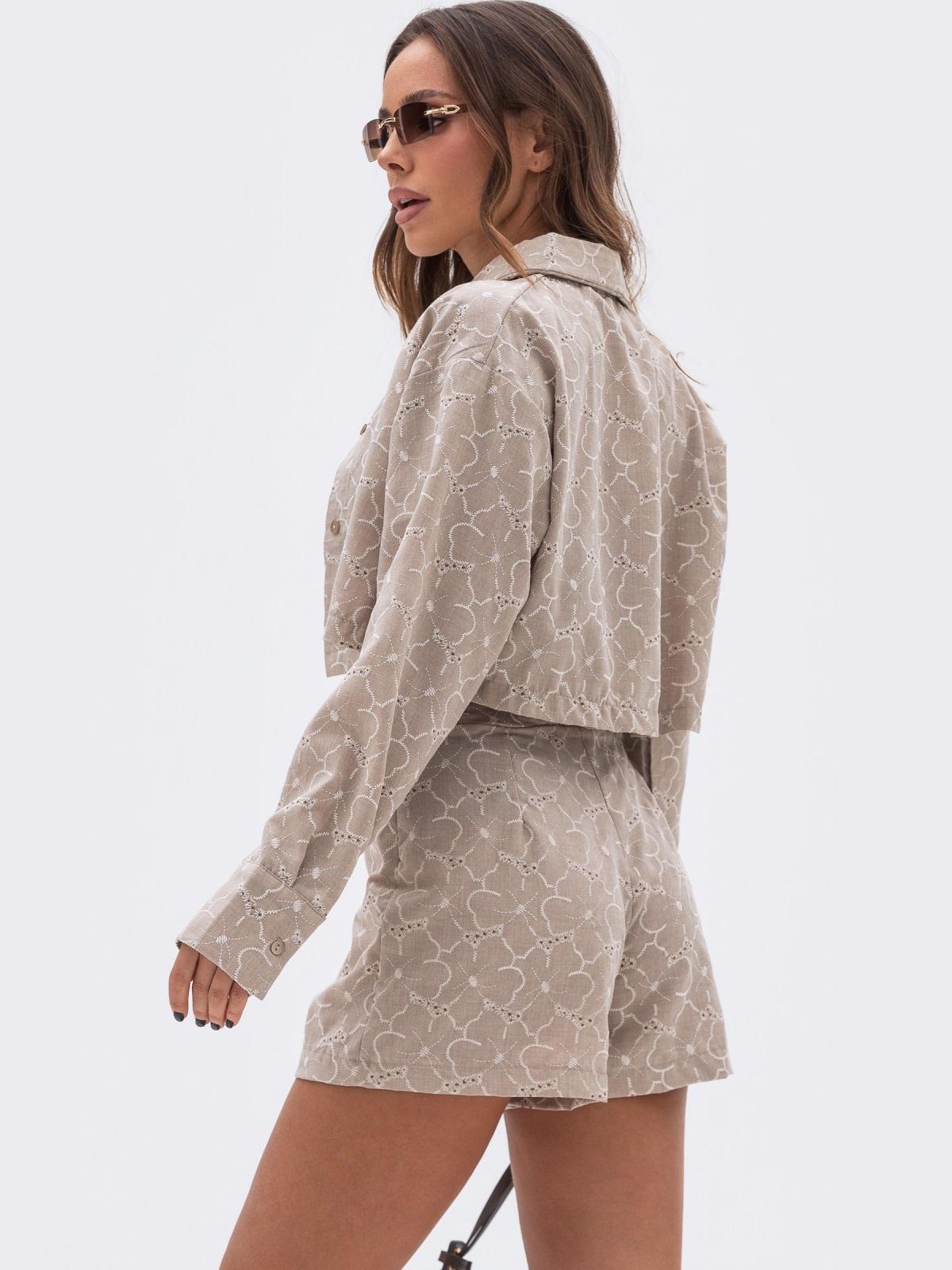 Літній костюм-двійка бежевий з попліну | 89821 Літній костюм-двійка бежевий з попліну | 89821