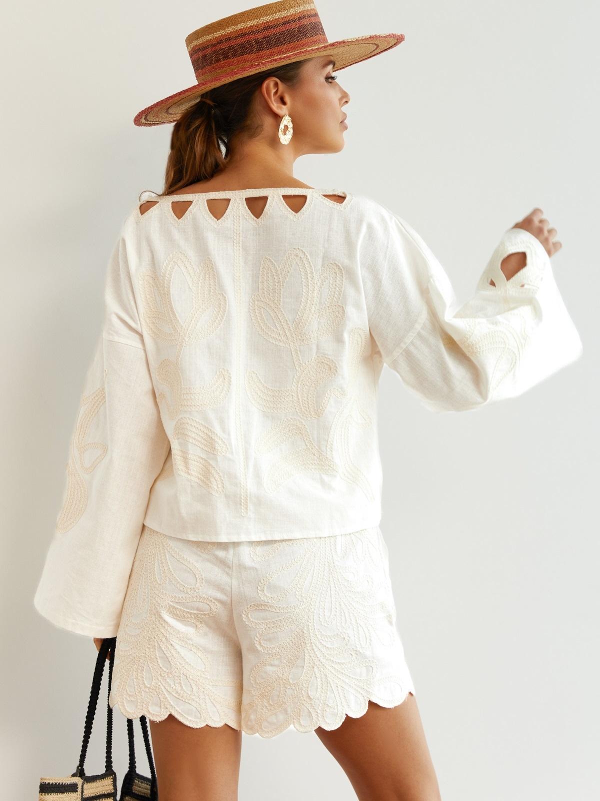 Бавовняний костюм з шортами молочний | 89809 Бавовняний костюм з шортами молочний | 89809