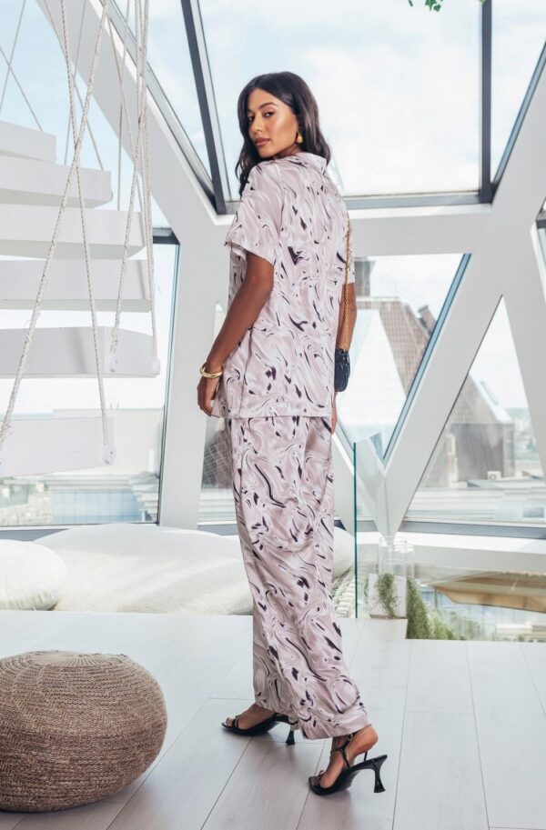 Атласний костюм-двійка пудровий | 89489