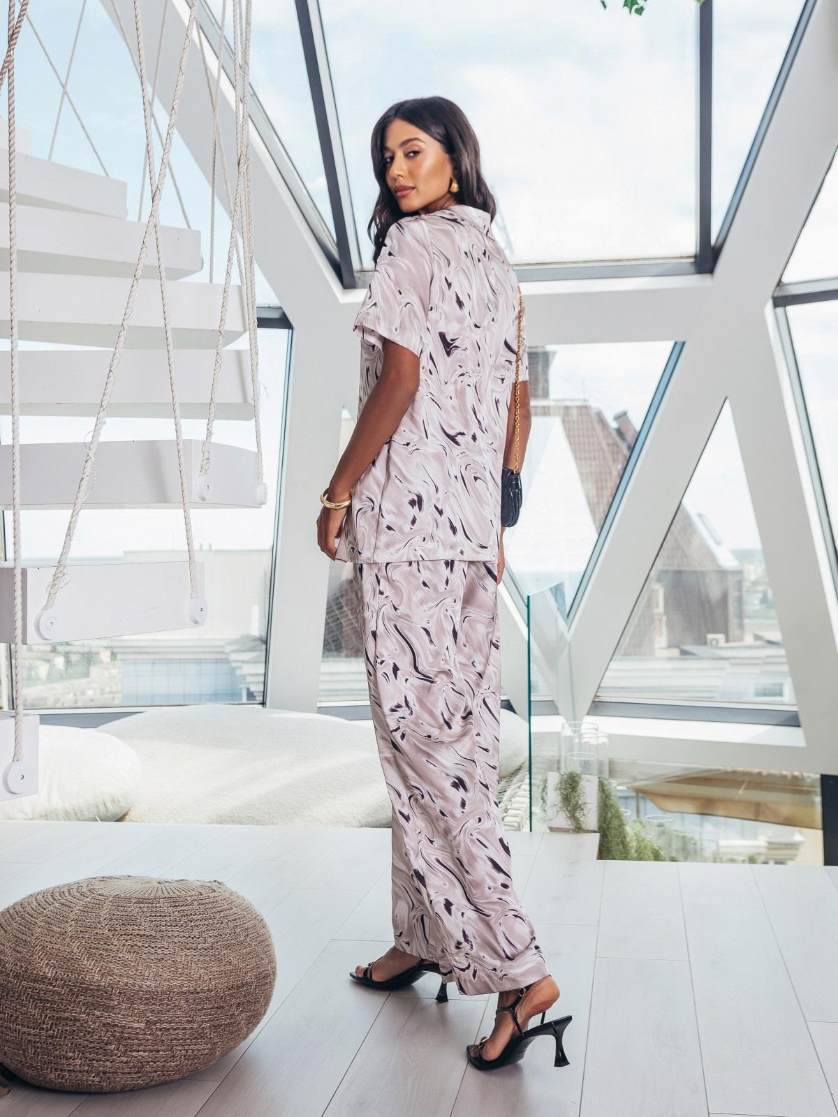 Атласний костюм-двійка пудровий | 89489 Атласний костюм-двійка пудровий | 89489