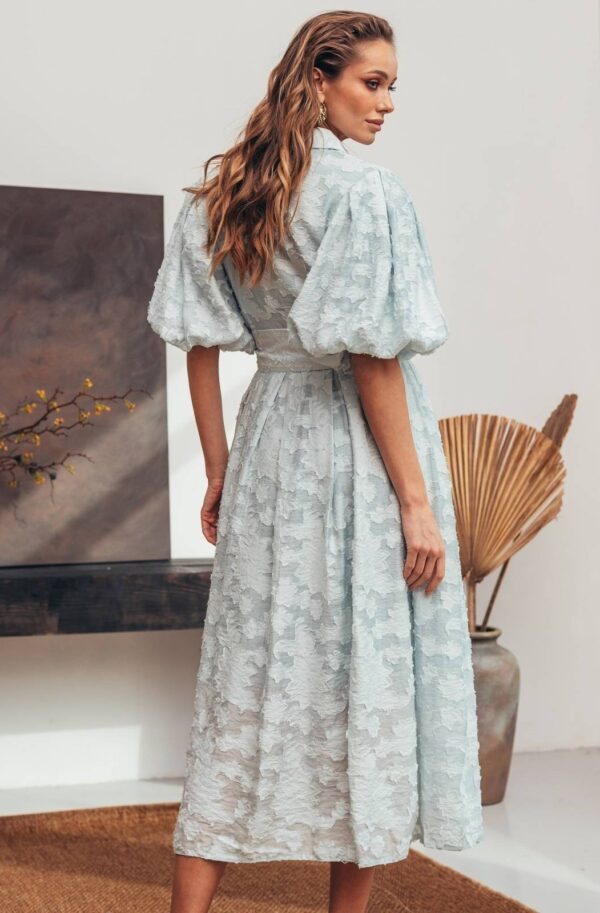 Святкова літня сукня м'ятна з рукавами буф | 89648