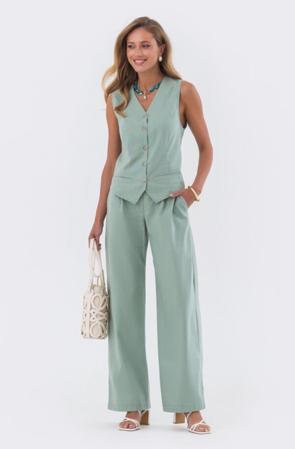 Літній костюм штани та жилет м'ятний | 90048