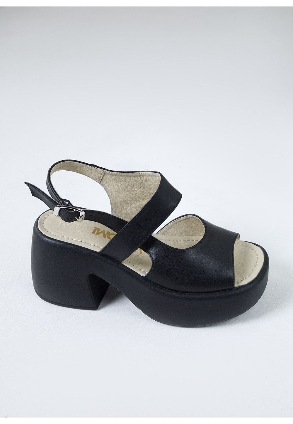 Шкіряні босоніжки чорні на платформі | 89934