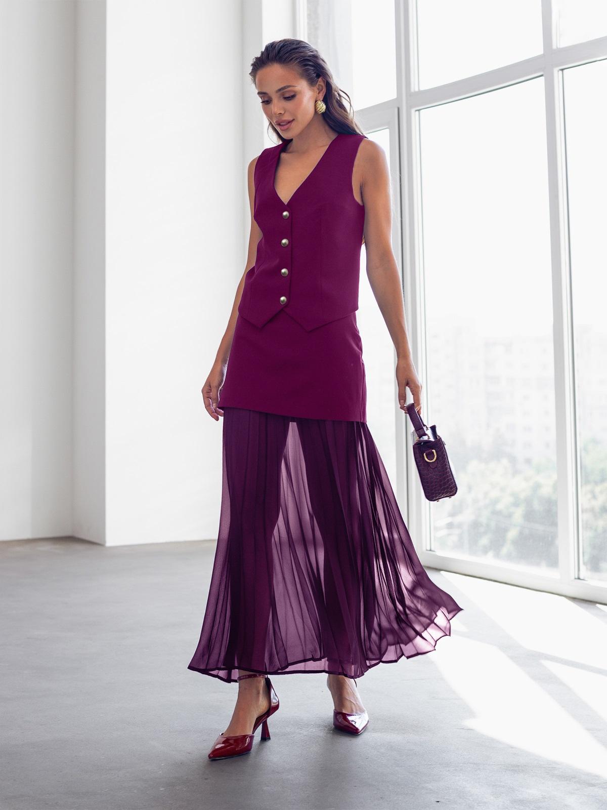 Святковий костюм-двійка з жилетом фуксія | 90078