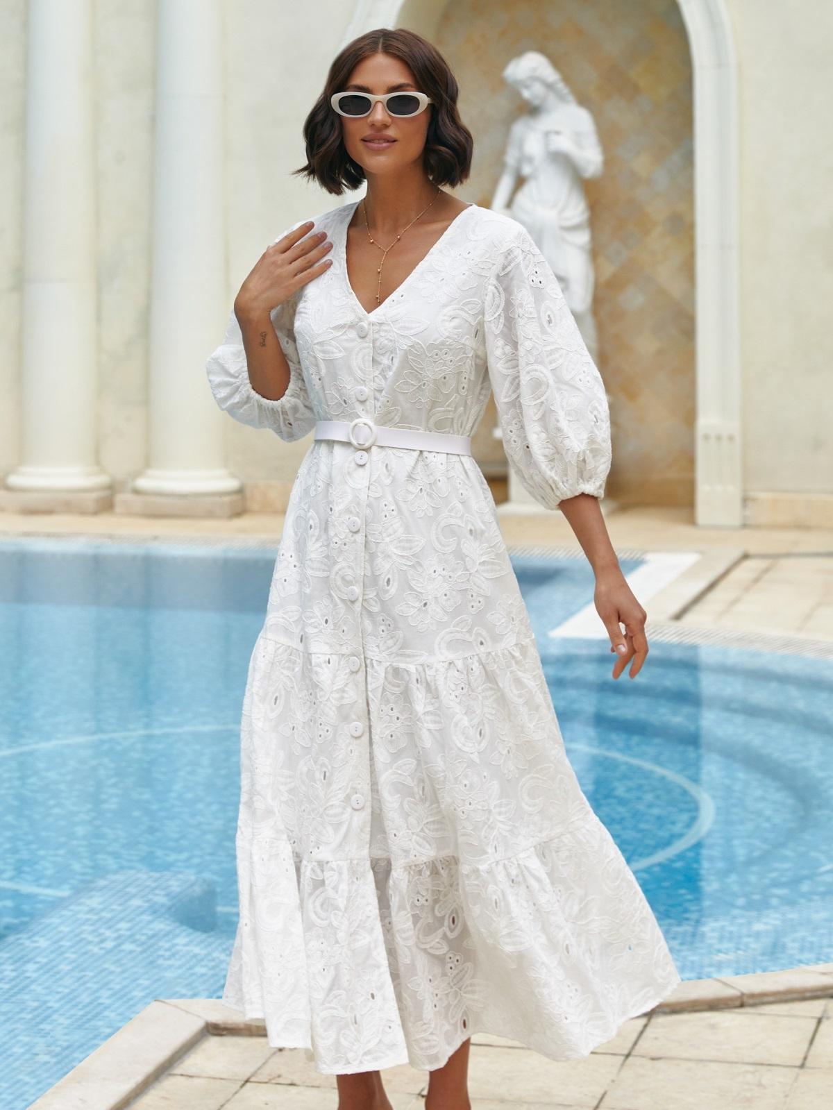 Сукня з бавовняної прошви молочна | 90197 Сукня з бавовняної прошви молочна | 90197