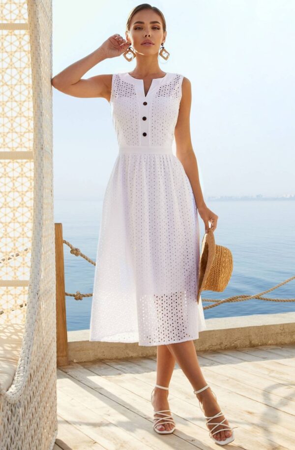 Плаття з прошви біле без рукавів | 90128