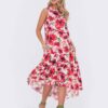 Літня сукня міді довжини в червоні маки | 90147 Літня сукня міді довжини в червоні маки | 90147