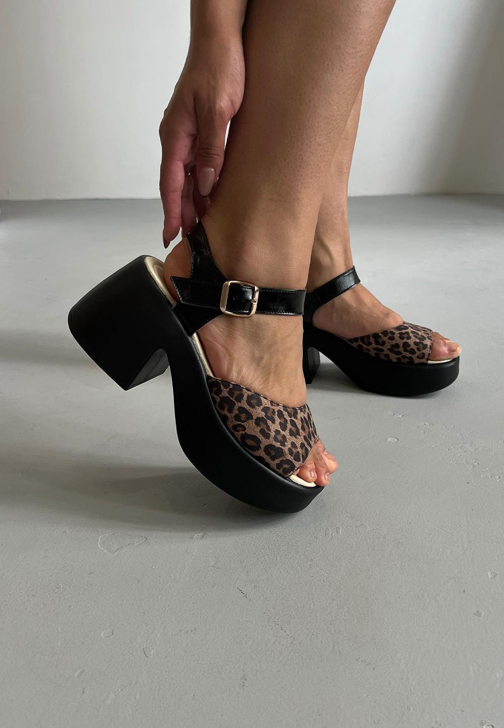 Босоніжки леопардові на масивній підошві | 89911