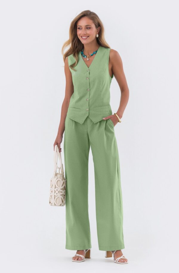 Літній костюм штани та жилет зелений | 90056