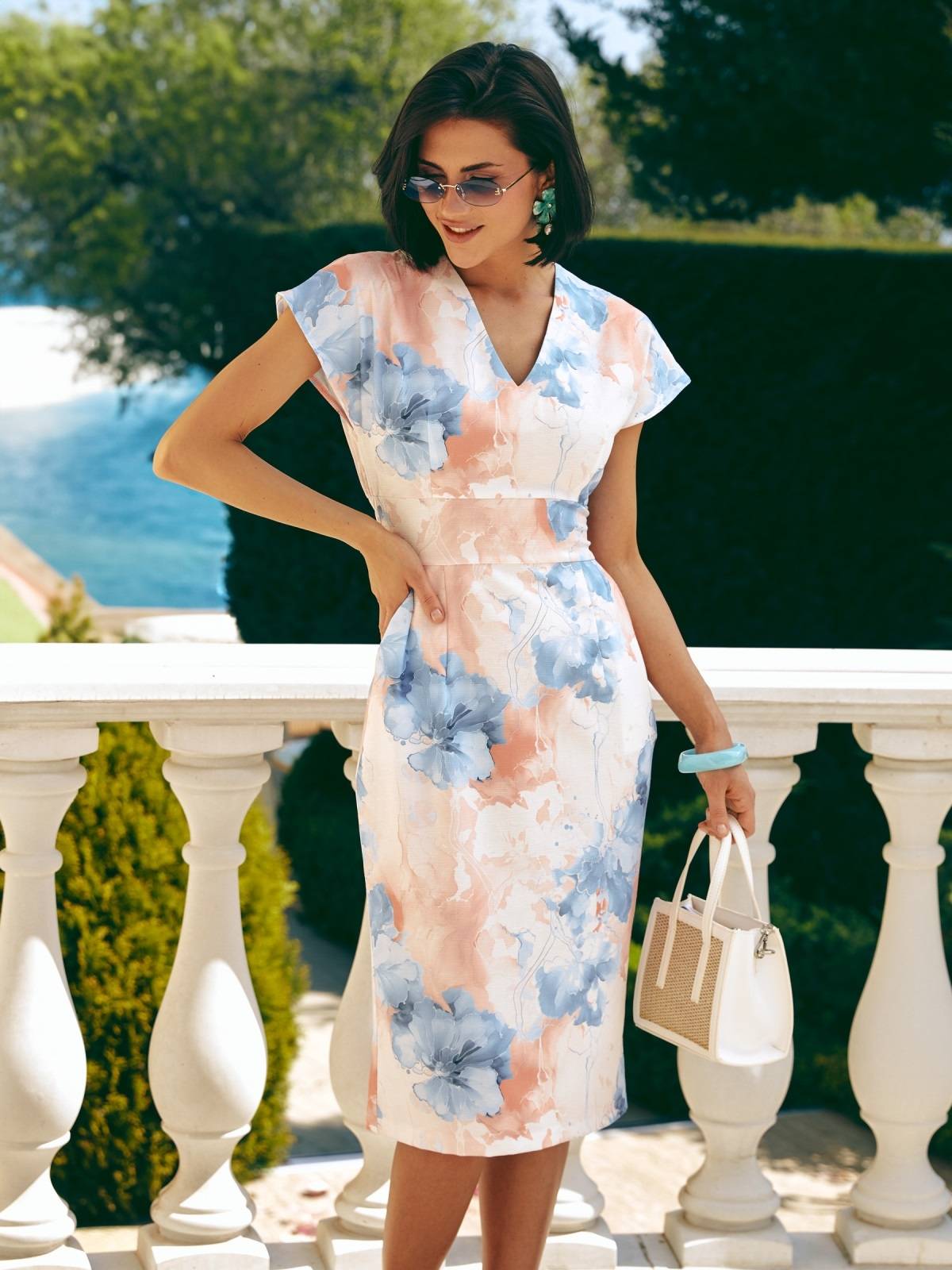 Приталена сукня з акварельним принтом | 90136 Приталена сукня з акварельним принтом | 90136