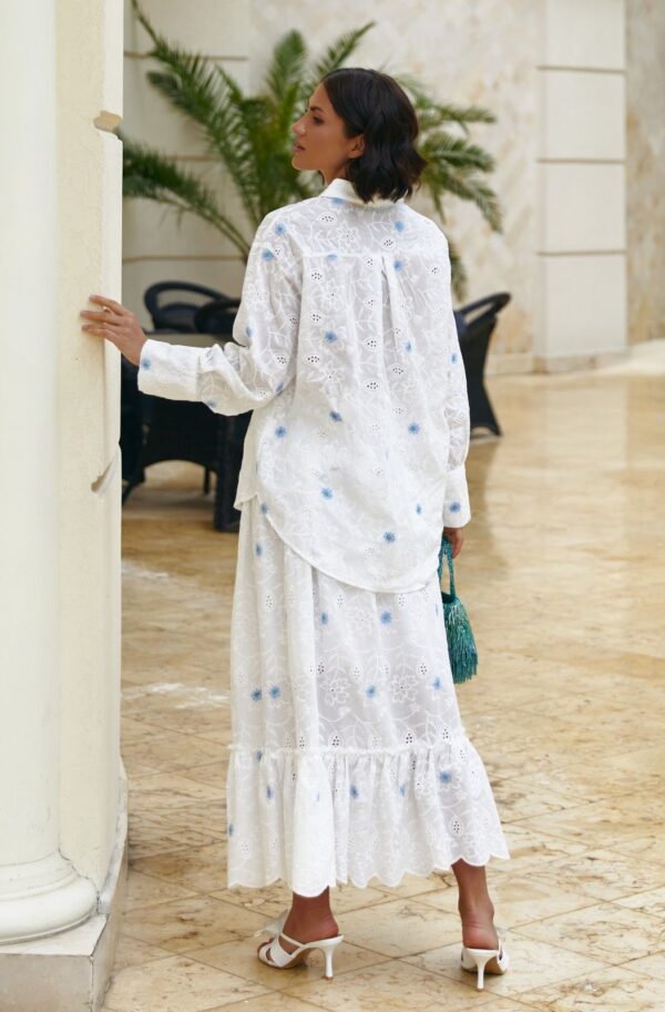 Костюм спідниця та сорочка з прошви білий | 90007