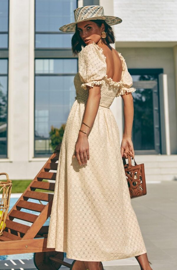 Літня розкльошена сукня з прошви бежева | 89890