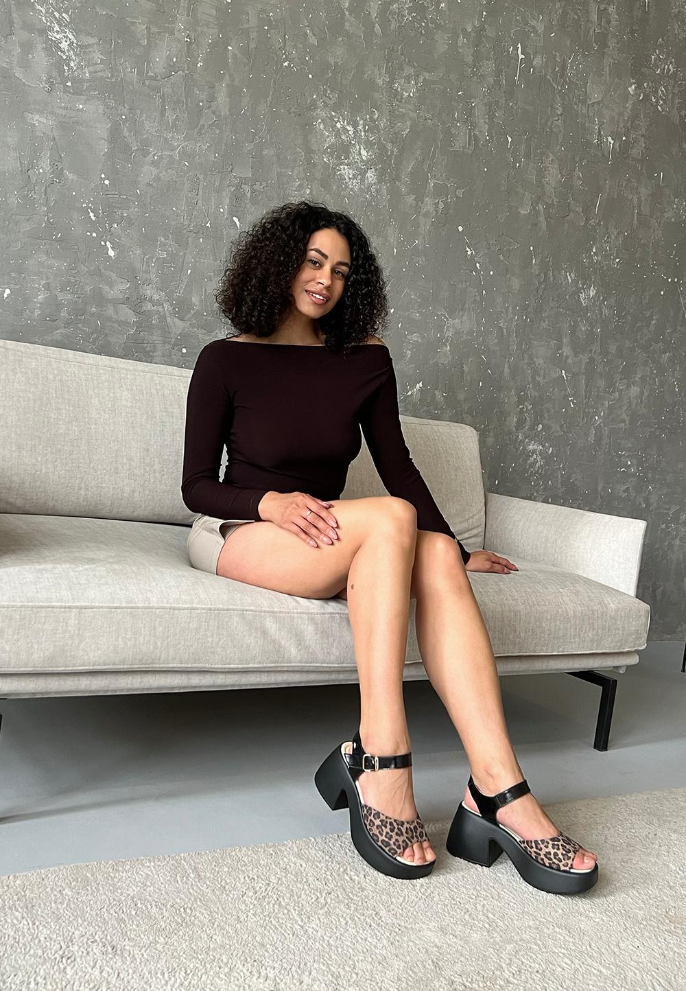 Босоніжки леопардові на масивній підошві | 89911