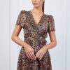 Шифонова сукня на запах в леопардовий принт | 90184 Шифонова сукня на запах в леопардовий принт | 90184