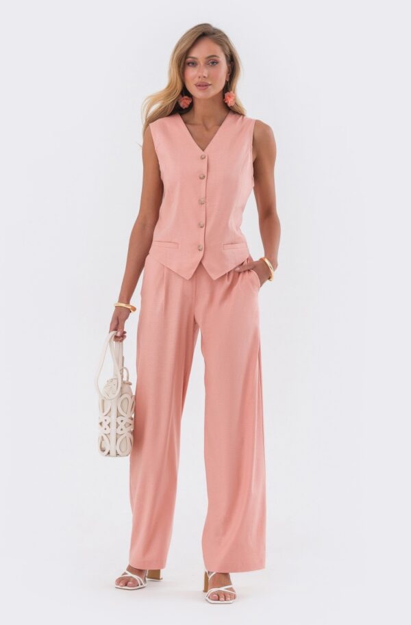 Літній костюм штани та жилет персиковий | 90036
