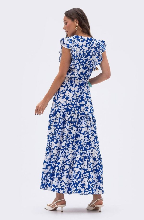 Літня довга сукня у квітчастий принт синя | 90165