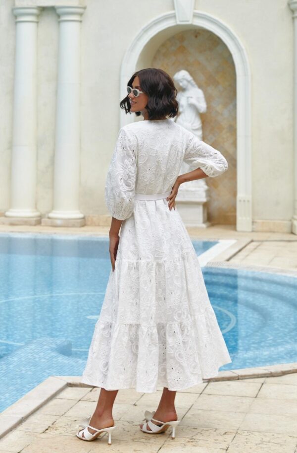 Сукня з бавовняної прошви молочна | 90197