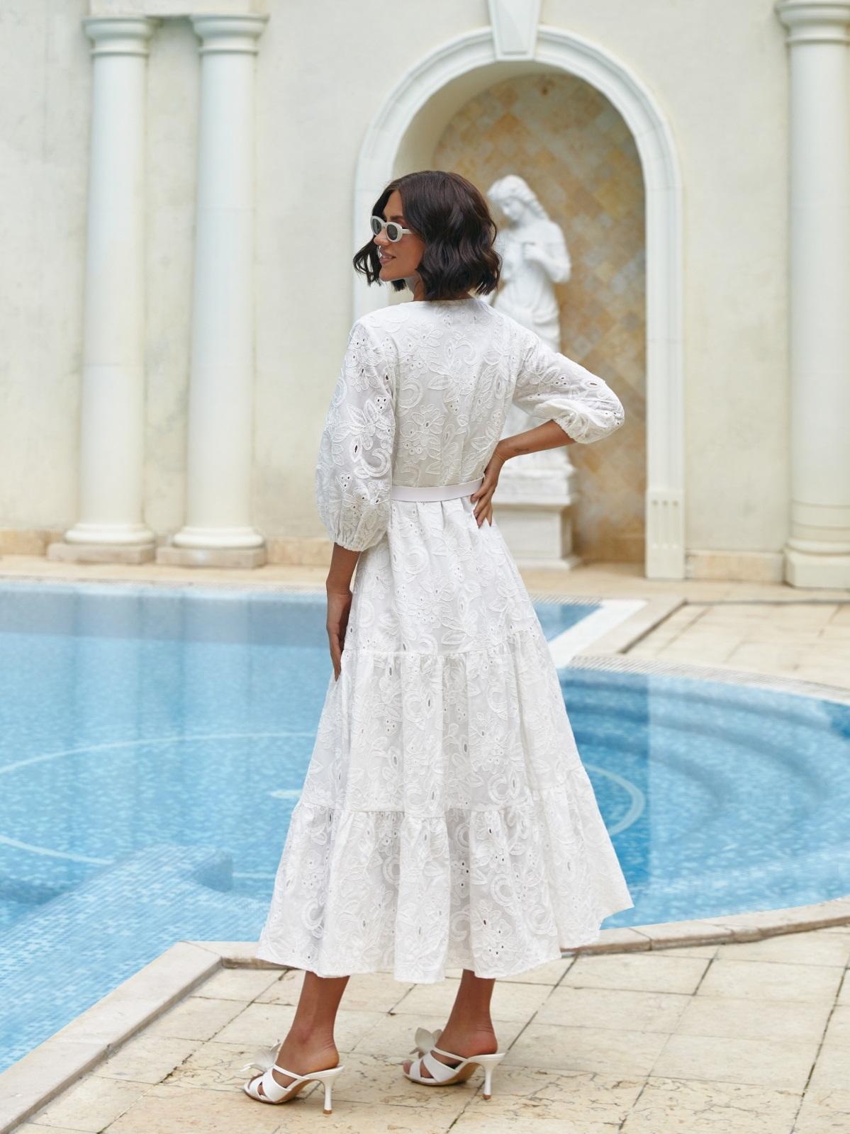 Сукня з бавовняної прошви молочна | 90197 Сукня з бавовняної прошви молочна | 90197