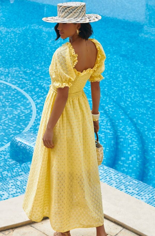 Літня розкльошена сукня з прошви жовта | 89864