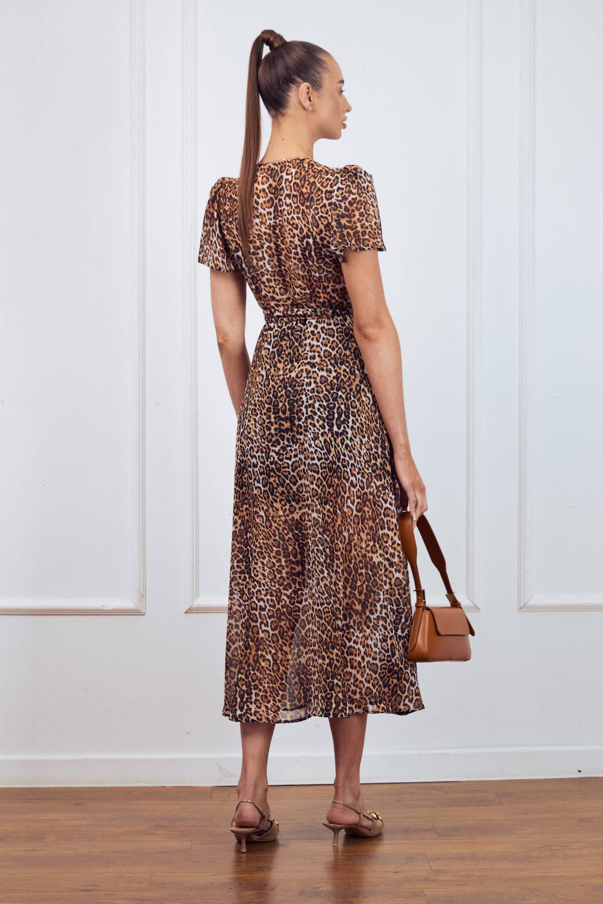 Шифонова сукня на запах в леопардовий принт | 90184 Шифонова сукня на запах в леопардовий принт | 90184