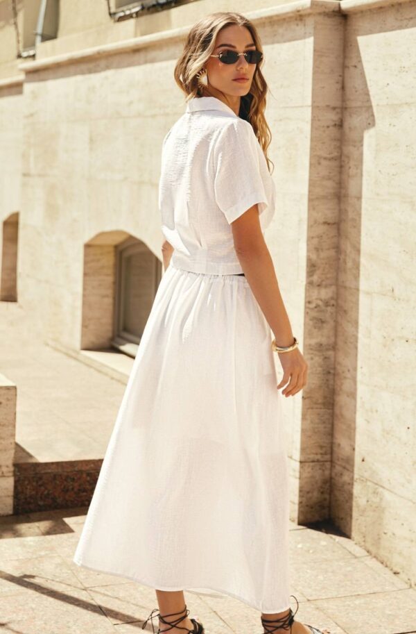 Літній костюм-двійка із віскози-жатки білий | 90027