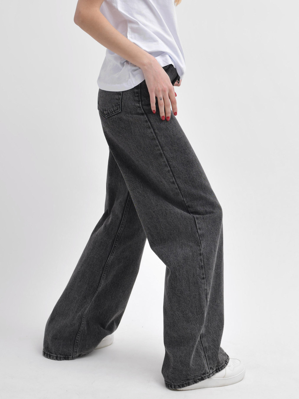 Джинси із широкими штанинами графітові | 90310