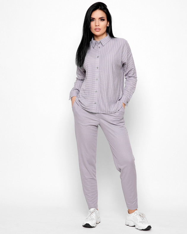 Жіночі літні трикотажні штани сірі | 90392