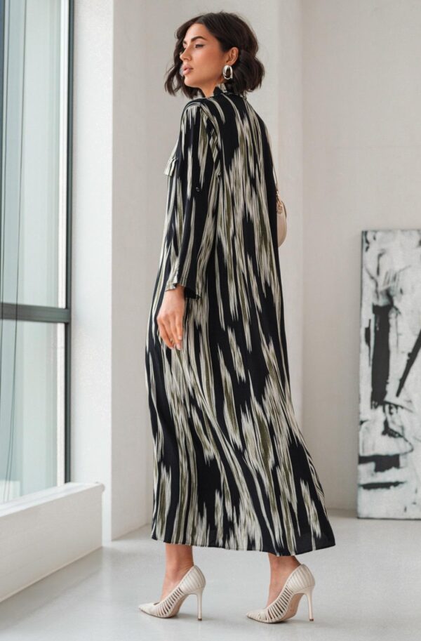 Літня сукня-сорочка оверсайз чорна в принт | 90615