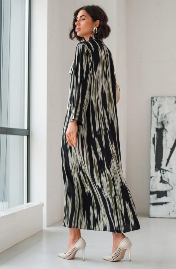 Літня сукня-сорочка оверсайз чорно-зелена | 90601
