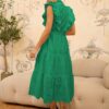 Літнє плаття-кльош зелене з прошви | 90344